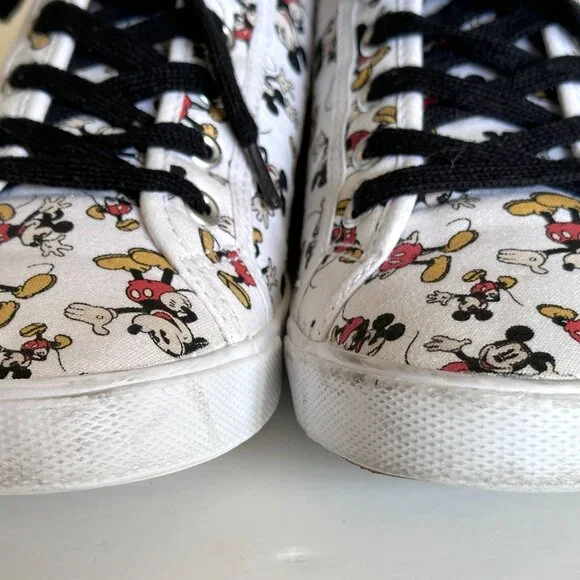 DISNEY Mickey Mouse All Over Canvas Shoes Women's Sz 8 Shoes Low White Sneakers - Picture 6 of 10